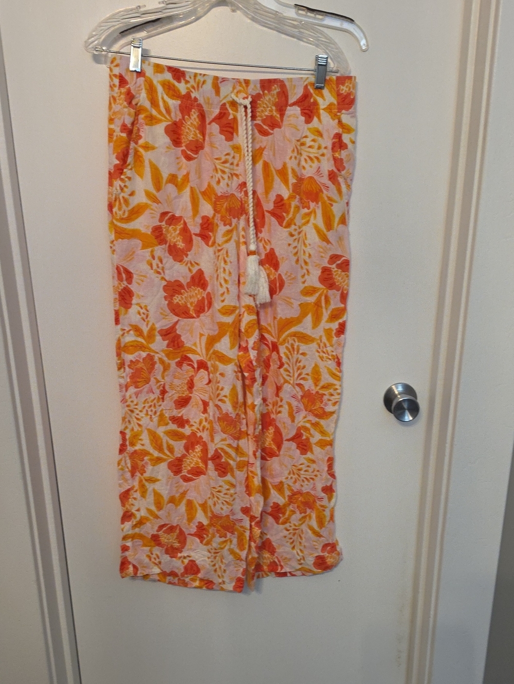 Sigrid Olsen Orange Pink Floral Wide-Leg Pants
